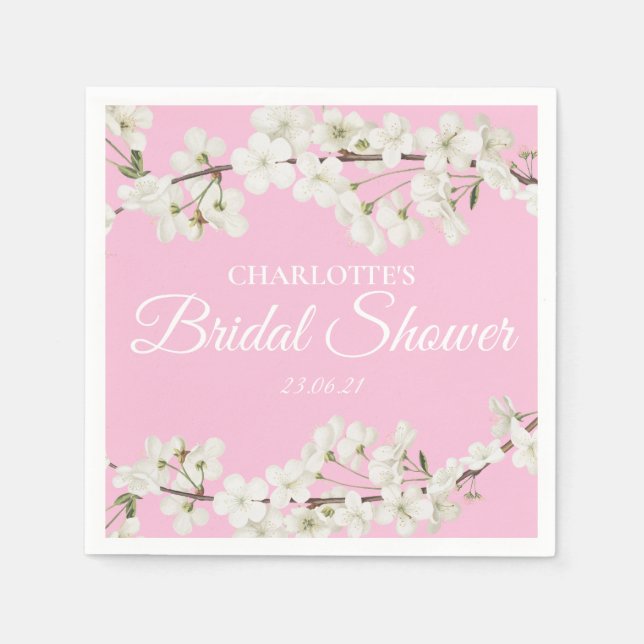 Serviette En Papier Fête de mariage Florale Fleur Blanche (Devant)