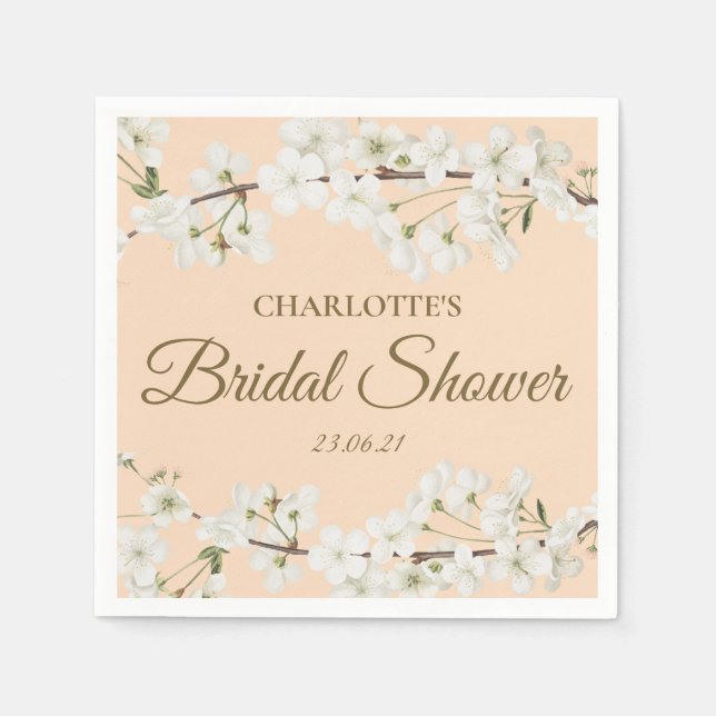 Serviette En Papier Fête de mariage Florale Fleur Blanche (Devant)