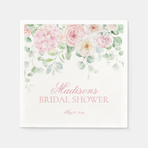 Serviette En Papier Fête de mariage florale hydrangea rose en fleurs