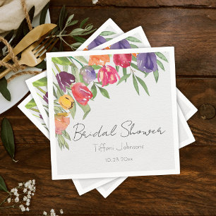 Serviette En Papier Fête de mariage Fun et Lumineuse avec Tulipes et V
