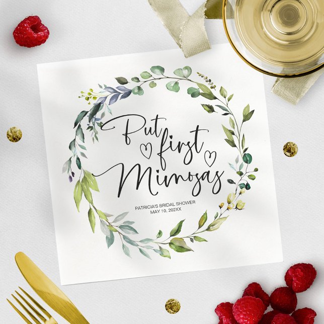 Serviette En Papier Fête de Mariage : Mais d'Abord Mimosas (Créateur téléchargé)