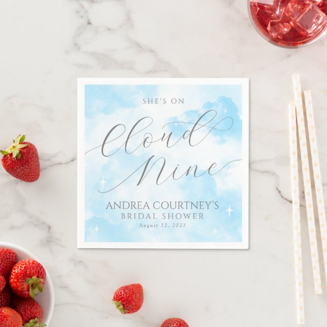 Serviette En Papier Fête de mariage moderne Cloud Nine pastel bleu rêv (En situation)