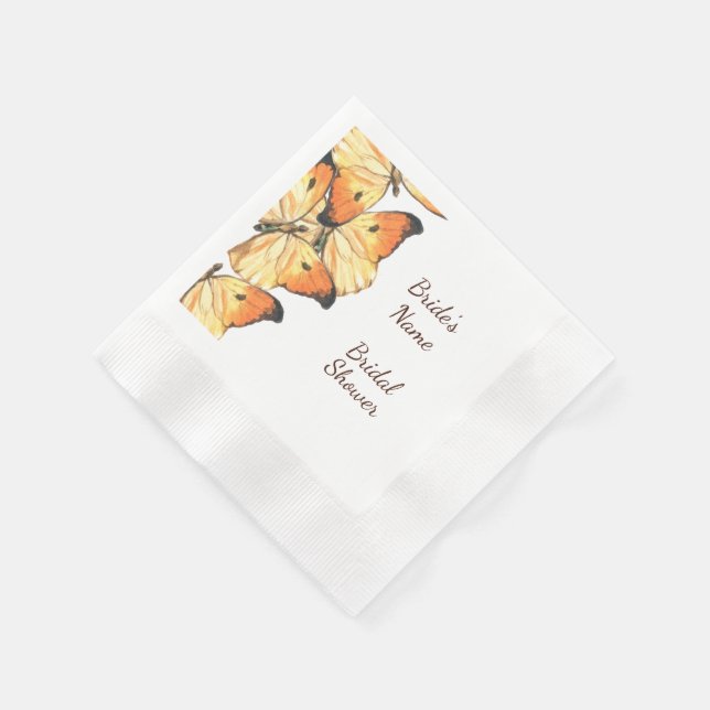 Serviette En Papier Fête de Mariage Orange Papillon Monarque (Coin)