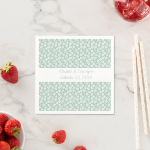 Serviette En Papier Fête de mariage Pastel Vert Blanc Floral