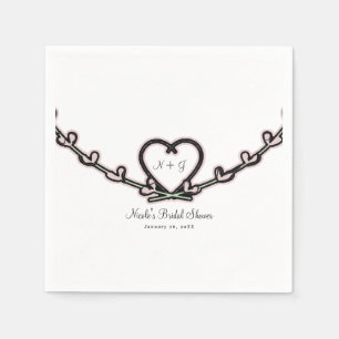 Serviette En Papier Fête de mariage personnalisée avec vigne et cœur r