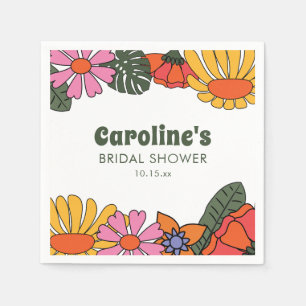 Serviette En Papier Fête de mariage personnalisée Groovy Rose Floral