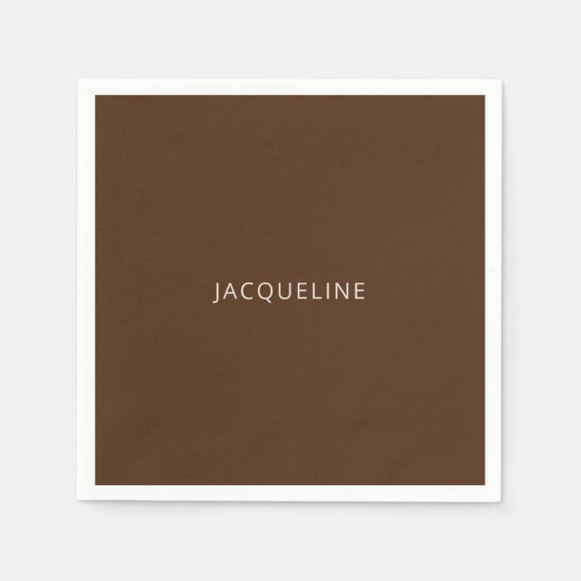 Serviette En Papier Fête de mariage personnalisée marron (Devant)