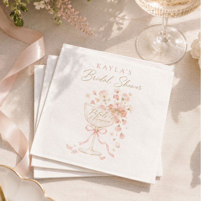 Serviette En Papier Fête de mariage Petals & Prosecco (Créateur téléchargé)