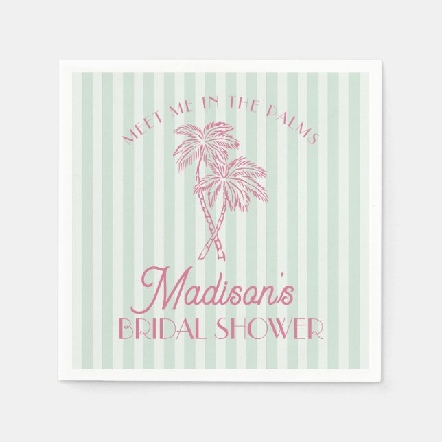 Serviette En Papier Fête de mariage Printemps Paume Verte Plage Pastel (Devant)