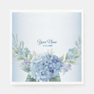 Serviette En Papier Fête de mariage rétro poussiéreuse florale bleue e