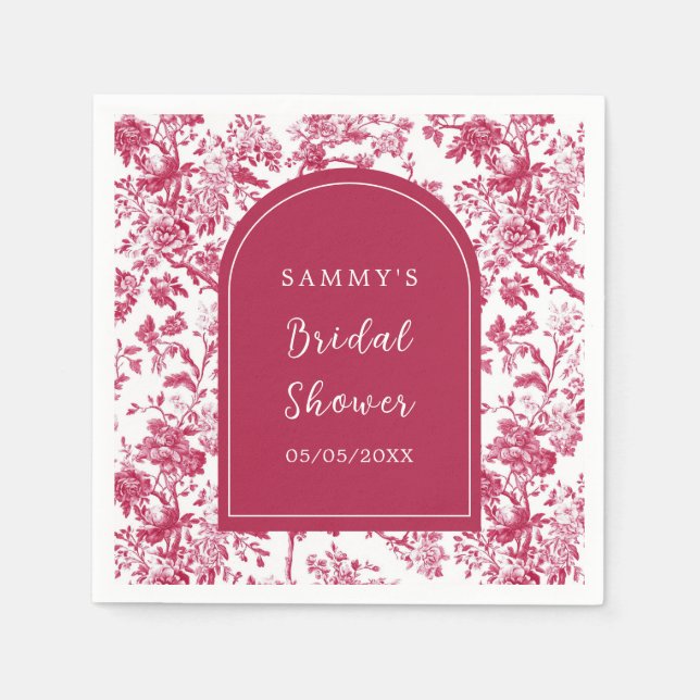 Serviette En Papier Fête de mariage rose antique en style de chinoiser (Devant)