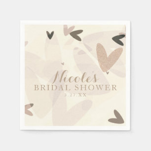 Serviette En Papier Fête de mariage rose et coeurs taupe Chic Party
