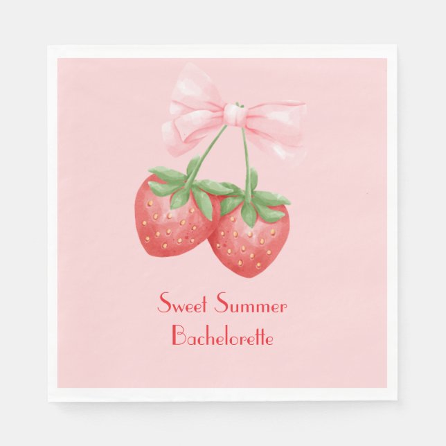 Serviette En Papier fête de mariage rose fraise (Devant)