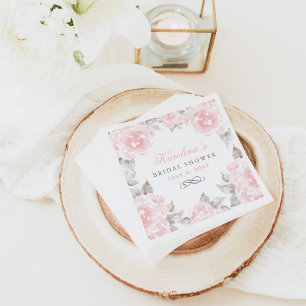 Serviette En Papier Fête de mariage rose poudrée aquarelle romantique