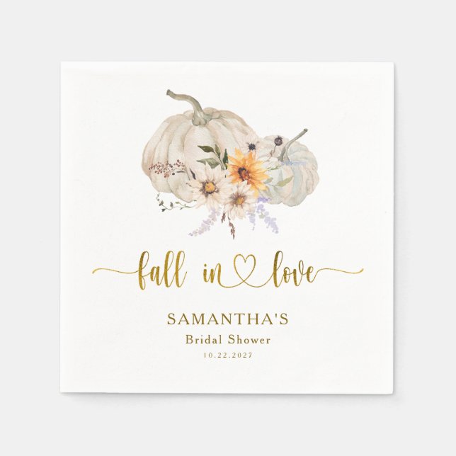 Serviette En Papier Fête de mariage Sunflower Pumpkin Fall in Love  (Devant)
