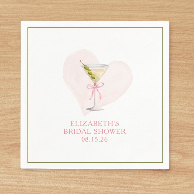 Serviette En Papier Fête de Mariage Tendance Dirty Martini Coquette à  (Chic and customizable martini bridal shower napkins – perfect for a trendy, elegant celebration!)