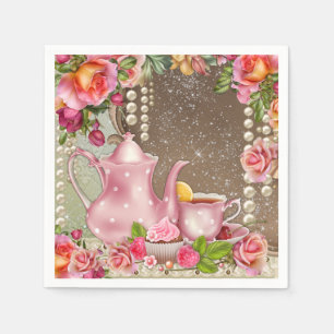 Serviette En Papier Fête de mariage thé dansant Perle Rose
