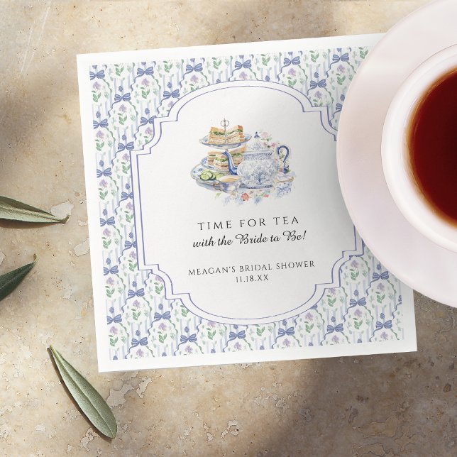 Serviette En Papier Fête de mariage thème coquette fleurs bleues pour  (Créateur téléchargé)