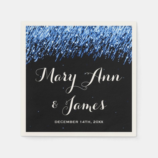 Serviette En Papier Fête de Mariage Tombant Étoiles "Sapphire Blue" (Devant)