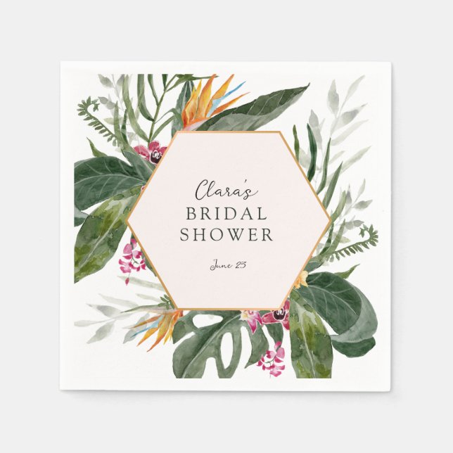 Serviette En Papier Fête de mariage tropicale florale (Devant)