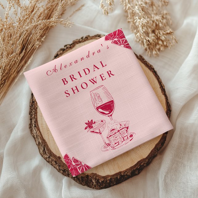 Serviette En Papier Fête de Mariage Vin Rosé Citron (Créateur téléchargé)