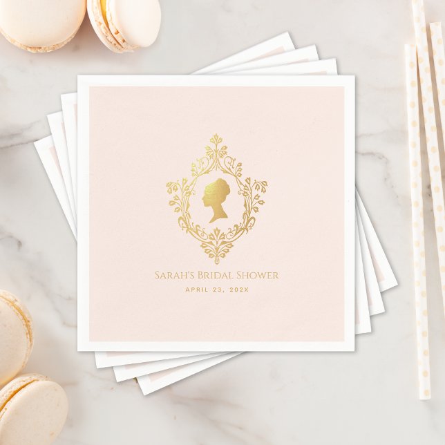 Serviette En Papier Fête de Mariage Vintage Rose Régence avec Blason e (Créateur téléchargé)