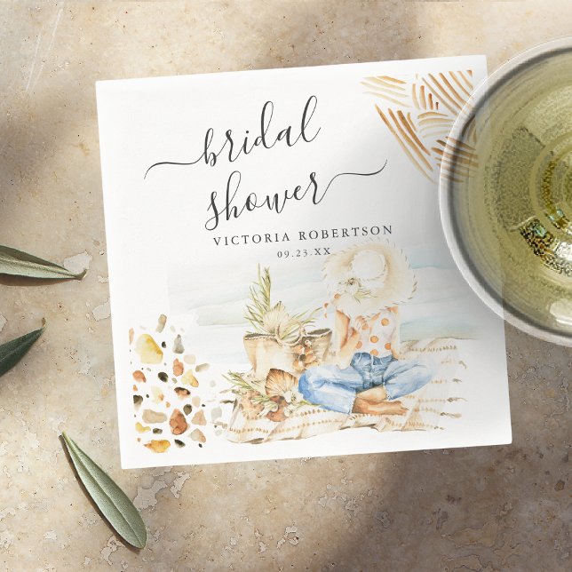 Serviette En Papier Fête de Mariée Plage Tropicale (Créateur téléchargé)