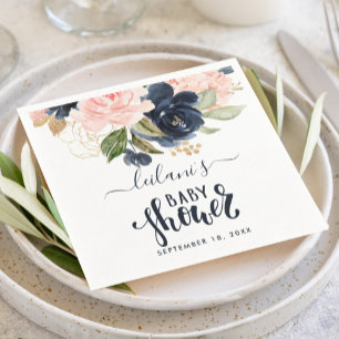 Serviette En Papier Fête de naissance à l'aquarelle florale botanique