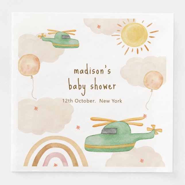 Serviette En Papier Fête de naissance aventure hélicoptère avion Bohèm (Devant)