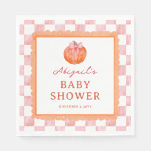 Serviette En Papier Fête de naissance Bébé Citrouille à Ruban Rose Aqu