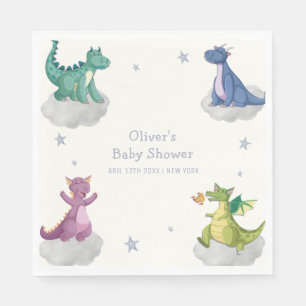 Serviette En Papier Fête de Naissance Bébé Dragon Étoiles Magiques Boh