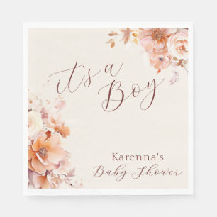 Serviette En Papier Fête de naissance Cream Vintage Floral Automne C'e