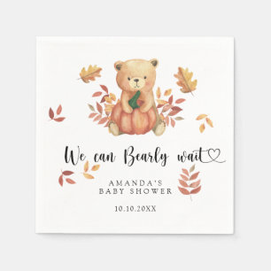 Serviette En Papier Fête de naissance d'automne avec un ours en peluch