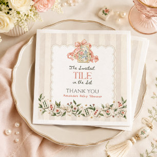 Serviette En Papier Fête de naissance de bébé fille au carrelage Mahjo