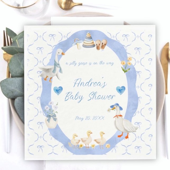 Serviette En Papier Fête de naissance de bébé garçon Silly Goose (Créateur téléchargé)