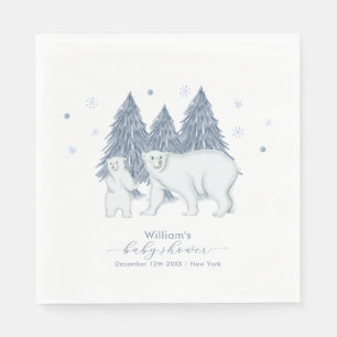 Serviette En Papier Fête de naissance de bébé ours polaire en forêt hi