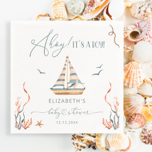 Serviette En Papier Fête de Naissance de Garçon Ohé Bateau de Voile Na