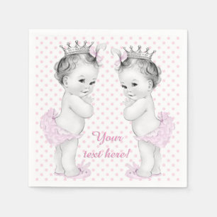 Serviette En Papier Fête de naissance de jumelles filles