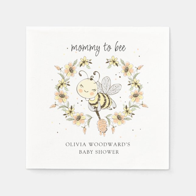 Serviette En Papier Fête de naissance de Maman Abeille  (Devant)