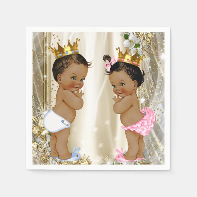 Serviette En Papier Fête de naissance de prince et princesse ethniques (Devant)