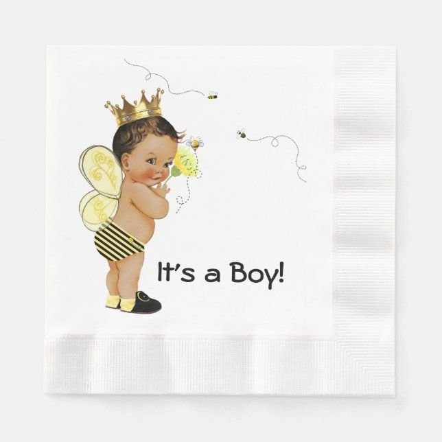 Serviette En Papier Fête de naissance d'un garçon ethnique Bumble Bee (Devant)