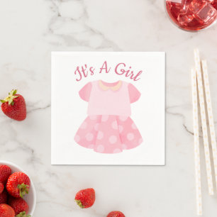 Serviette En Papier Fête de naissance Élégant Rose C'est une fille