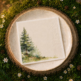 Serviette En Papier Fête de naissance en forêt Napkin • Forêt neutre