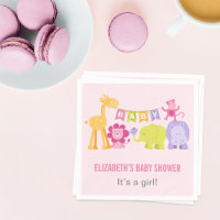 Fête de Naissance Fille Animaux de la Jungle Rose 