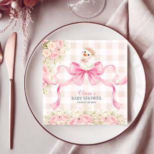 Serviette En Papier Fête de naissance Fille Canard Ruban Gingham Rose