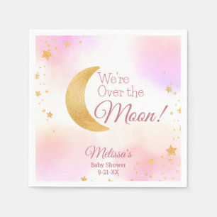 Serviette En Papier Fête de naissance fille Rose et Or Nous sommes au-