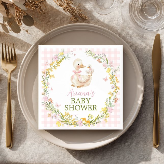 Serviette En Papier Fête de naissance Fille Silly Goose Rose (Créateur téléchargé)