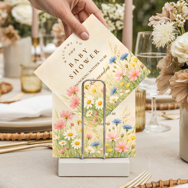 Serviette En Papier Fête de Naissance Fleur des Champs Or (Créateur téléchargé)