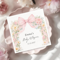 Fête de naissance florale élégante rose pâle ruban