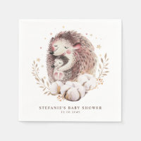 Fête de naissance hérisson maman et bébé aquarelle